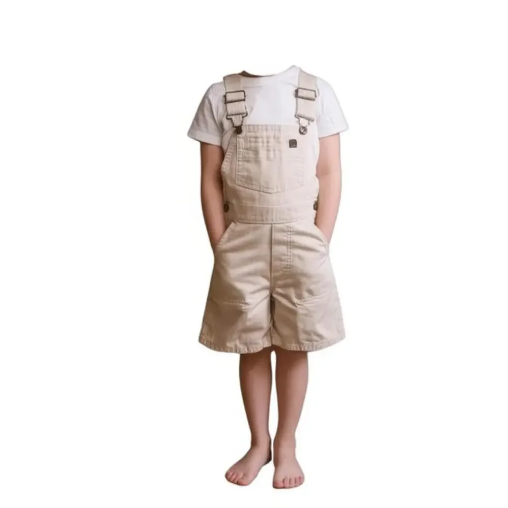 OshKosh‎ B'gosh Kids Shortalls Size 18 MOS Beige Adjustable Straps Playful